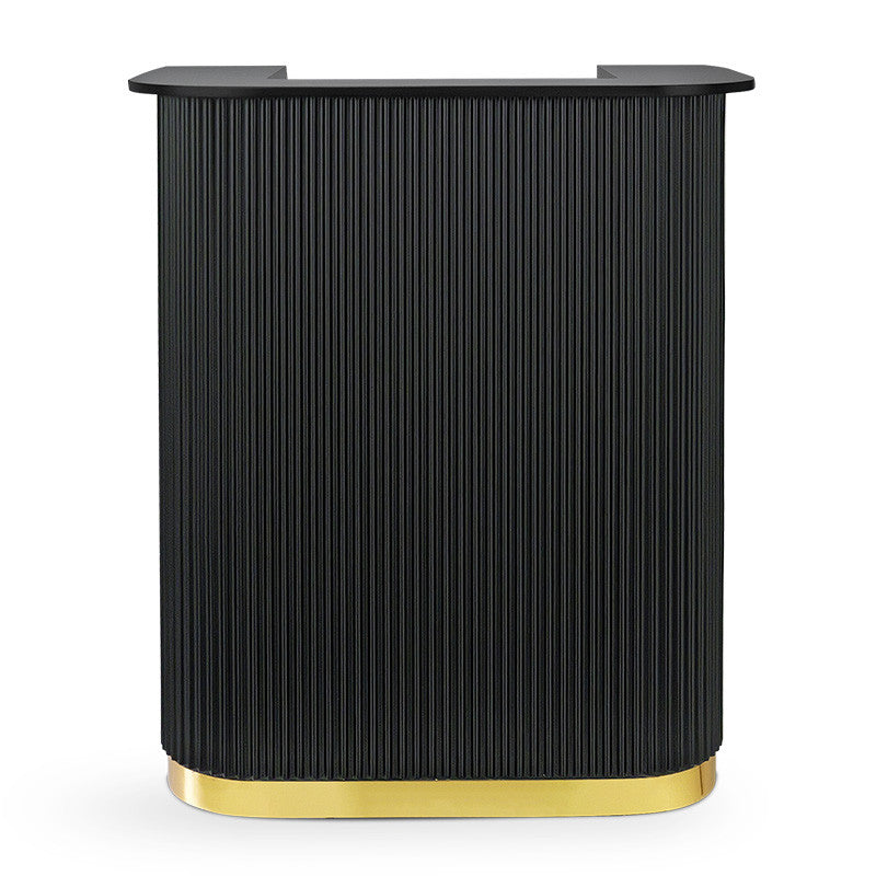 Lux Fluted Reception Desk Black Color with Gold Base D08 - 90CM — photo 3
