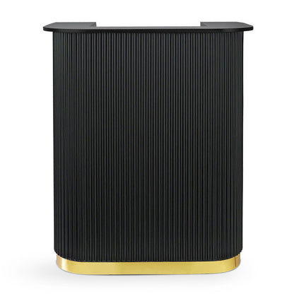 Lux Fluted Reception Desk Black Color with Gold Base D08 - 90CM — photo 3