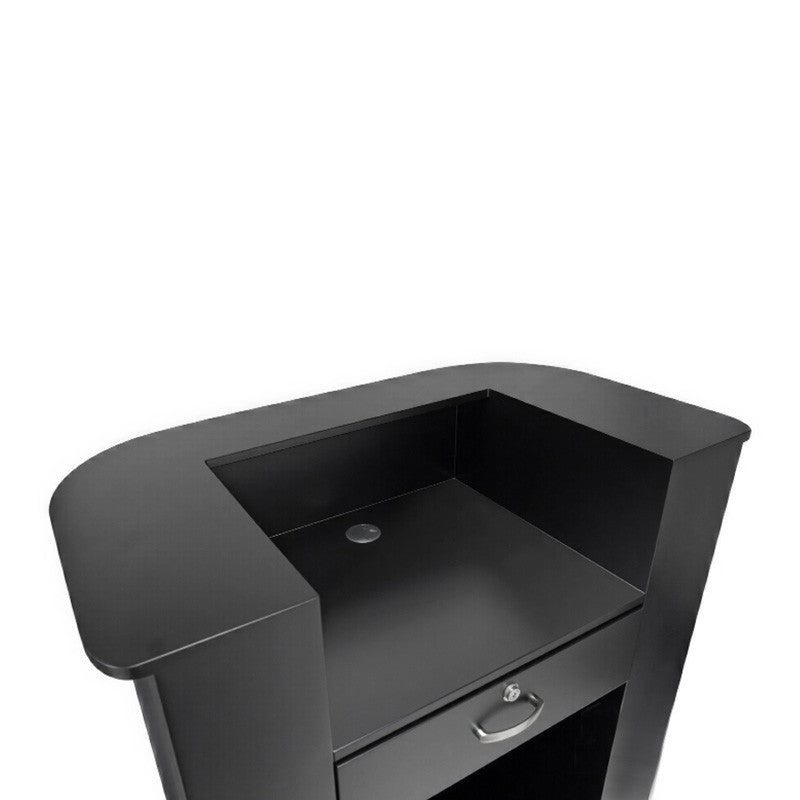 Lux Fluted Reception Desk Black Color with Gold Base D08 - 90CM — photo 4