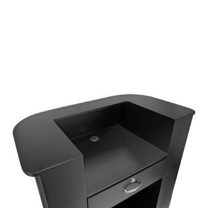 Lux Fluted Reception Desk Black Color with Gold Base D08 - 90CM — photo 4