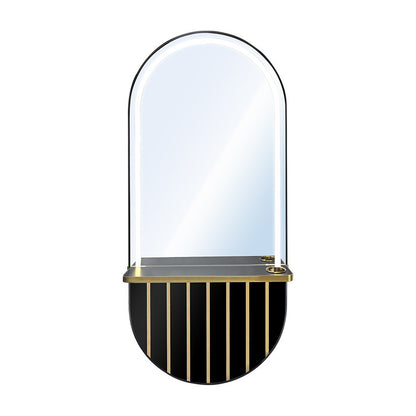 Pill Wall Mirror Station Black/Gold with LED Light — photo 1