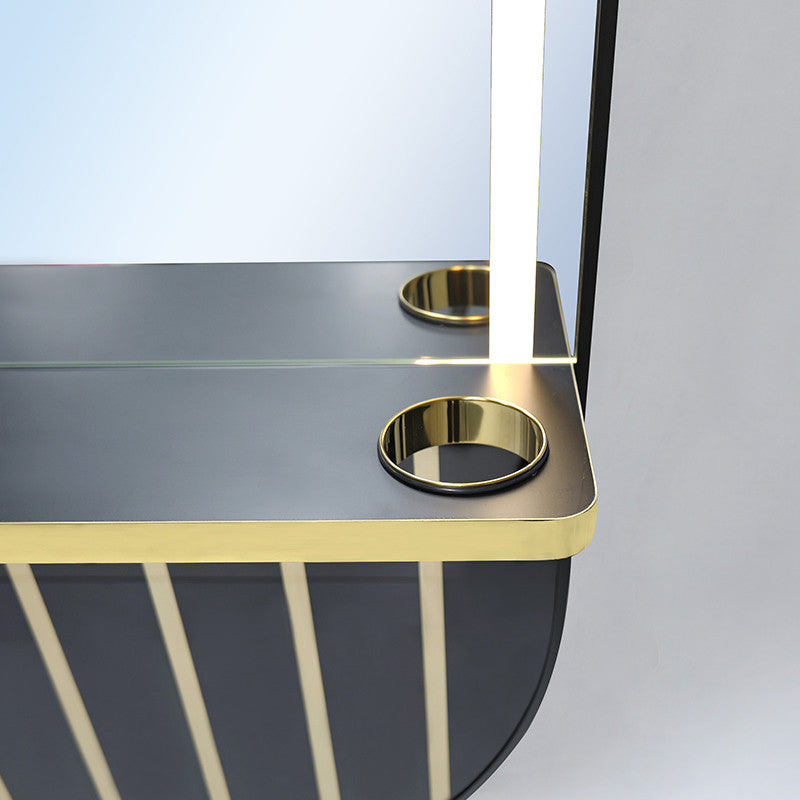 Pill Wall Mirror Station Black/Gold with LED Light — photo 2