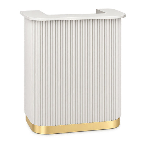 Lux Fluted Reception Desk White Color with Gold Base D08 - 90CM — photo 1