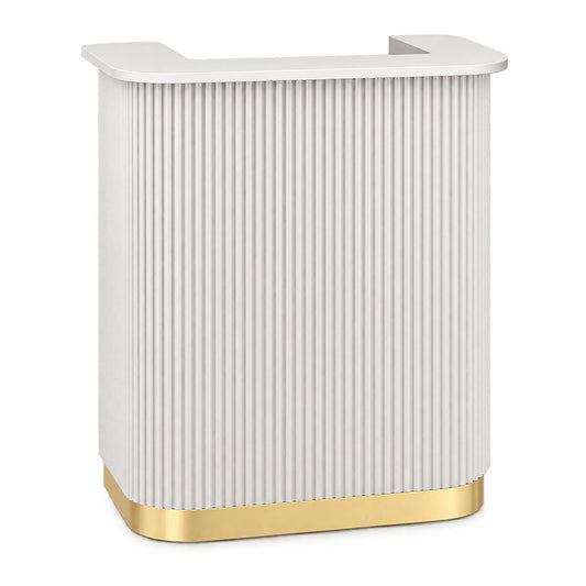 Lux Fluted Reception Desk White Color with Gold Base D08 - 90CM — photo 1
