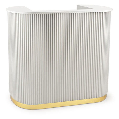 Lux Fluted Reception Desk White Color with Gold Base D07 -120CM — photo 1