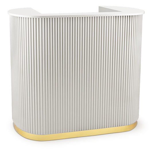 Lux Fluted Reception Desk White Color with Gold Base D07 -120CM — photo 1