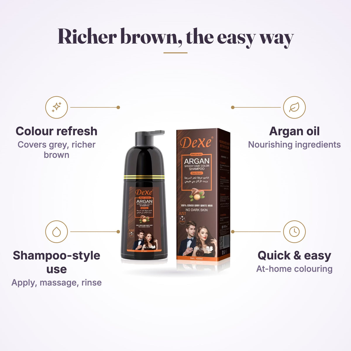 Dexe Dark Brown Hair Shampoo 400ml – product features
