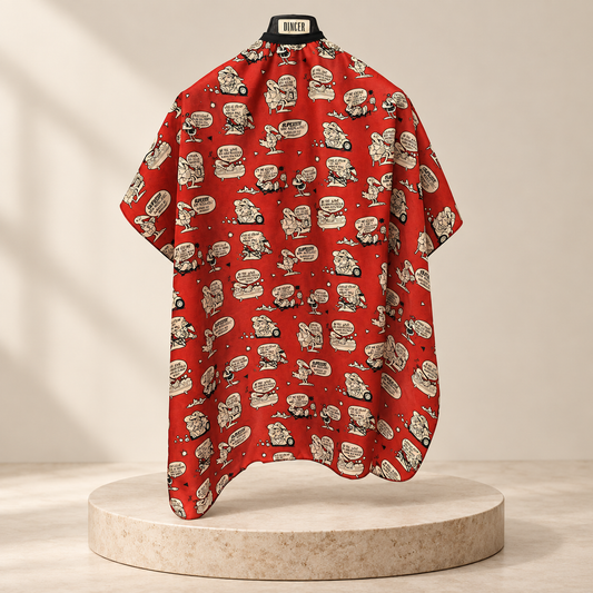 Dincer Star Kids Cutting Cape – Partnered Red Salon Cape — studio product photograph
