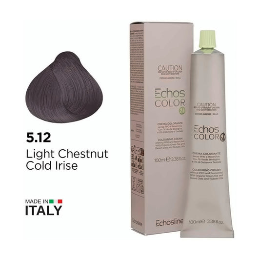Echos Color Vegan Hair Colour 5.12 Light Chestnut Cold Irise - MV hair and beauty