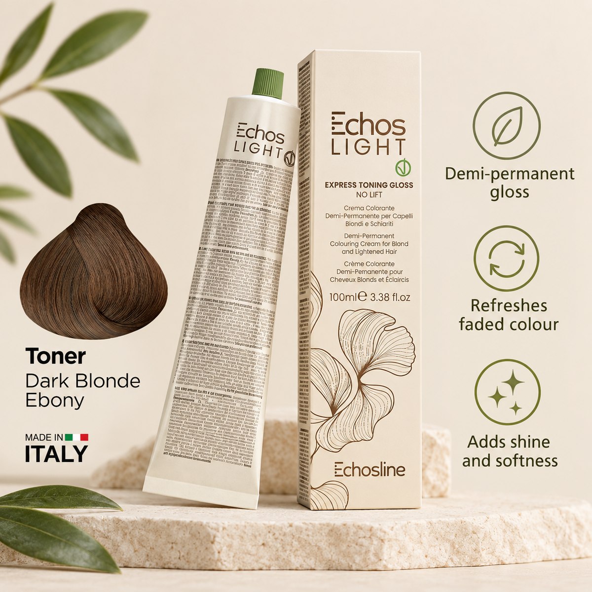 Echos Color Vegan Light Toning Gloss Ebony — product benefits
