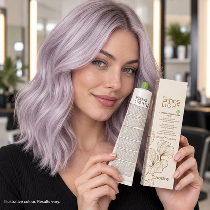 Echos Color Vegan Light Toning Gloss Lilac — model and salon context