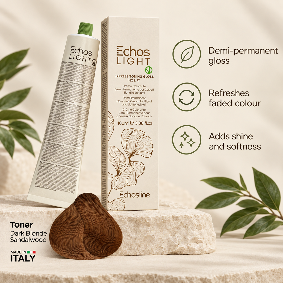Echos Color Vegan Light Toning Gloss Sandalwood — product benefits
