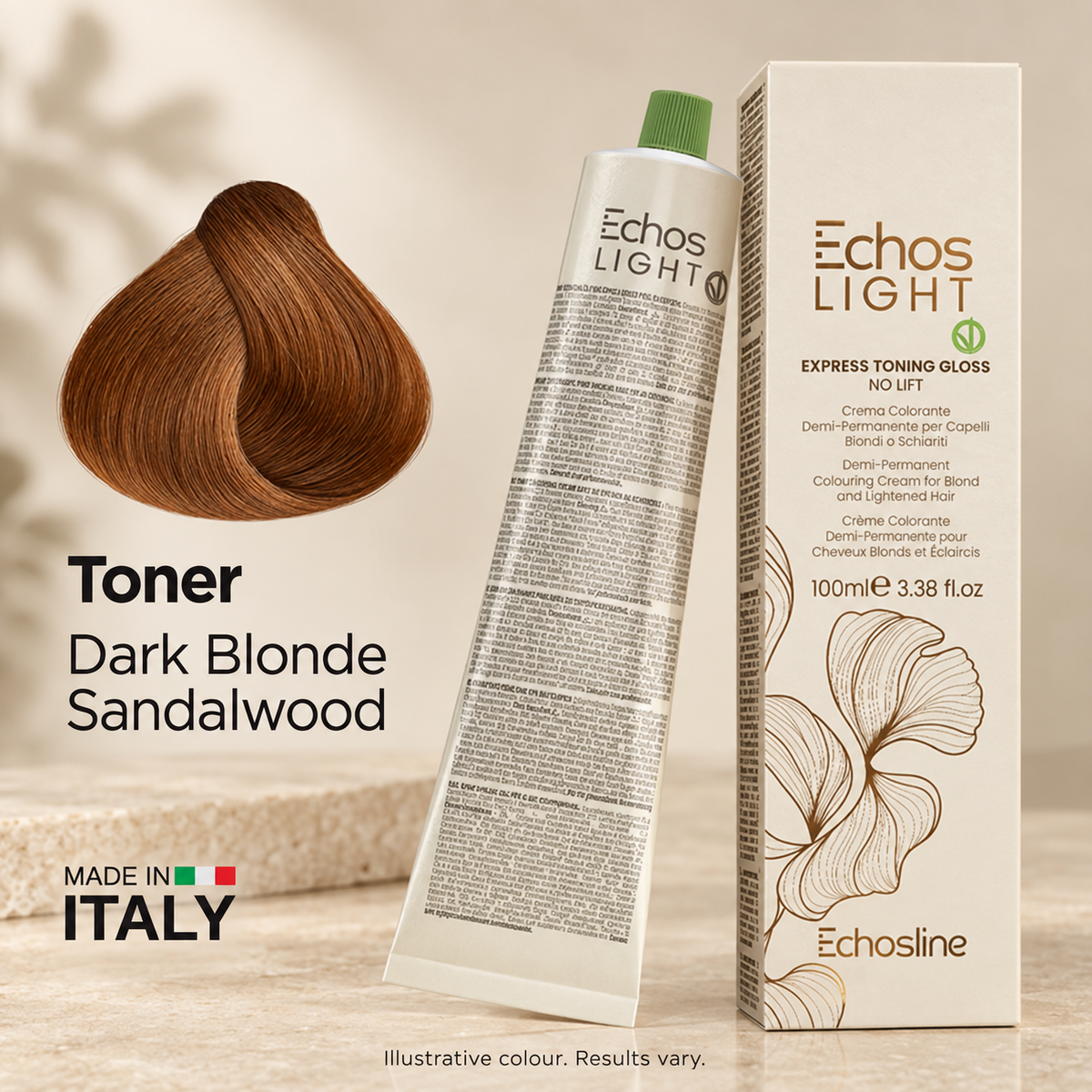 Echos Color Vegan Light Toning Gloss Sandalwood — close-up product detail