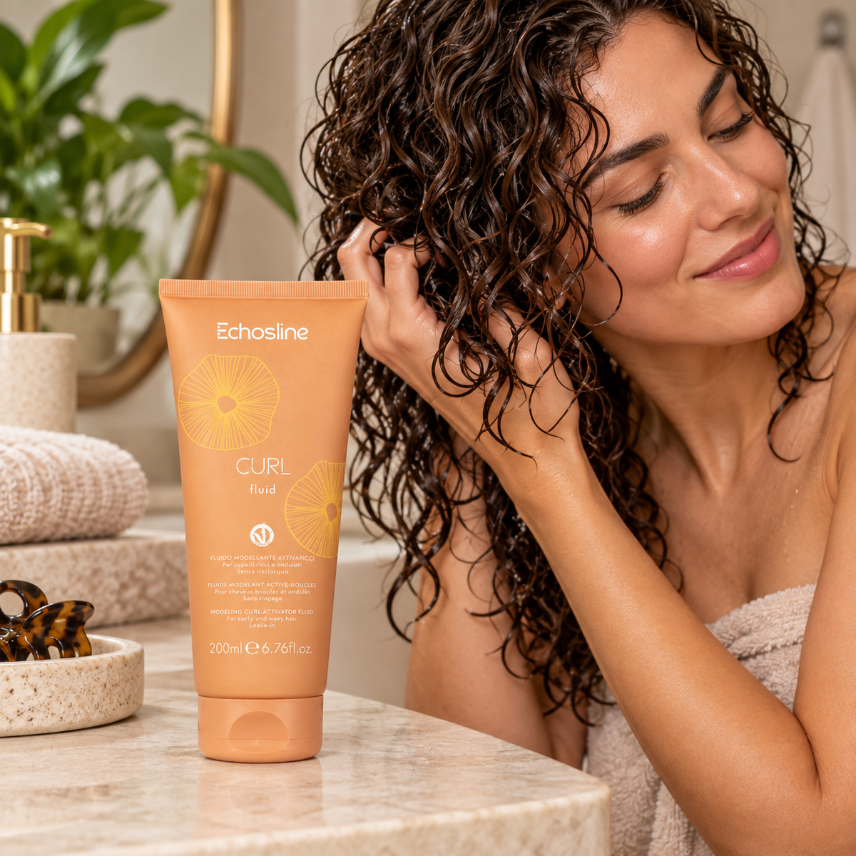 Echosline Curl Fluid — model and salon context