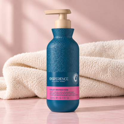 Close-up of the colour conditioner pump and label
