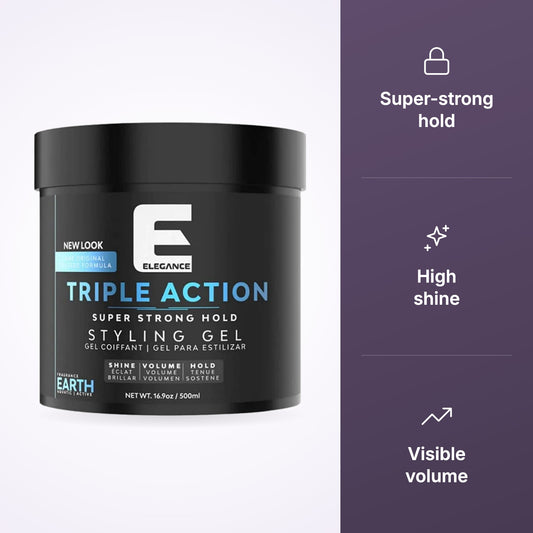 Elegance Triple Action Strong Hold Gel 250ml tub