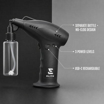 Elite airbrush features separate no-clog bottle, three power levels and USB-C charging