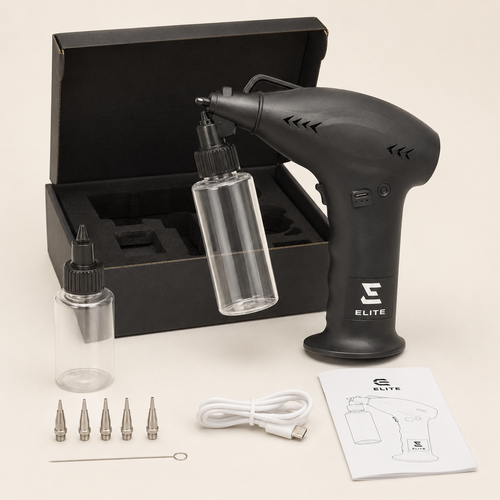 Elite ELT-007 cordless no-clog airbrush enhancement spray gun kit with accessories