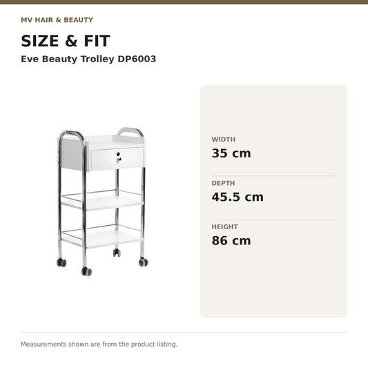 Eve Beauty Trolley DP6003 dimensions: Width: 35 cm; Depth: 45.5 cm; Height: 86 cm