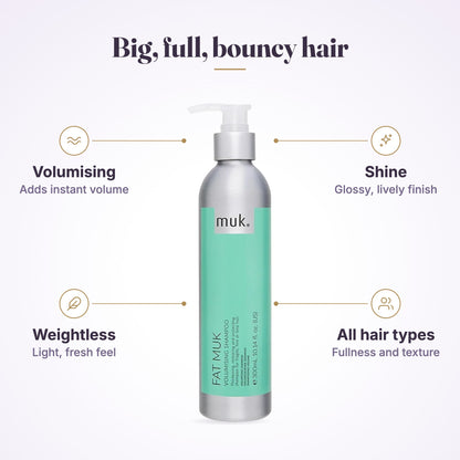 Fat muk Volumising Shampoo 300ml features infographic