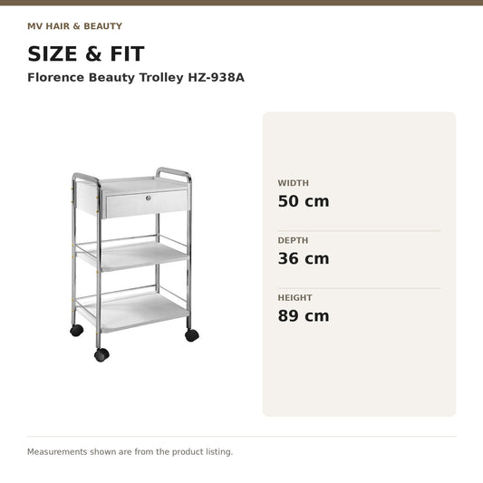 Florence Beauty Trolley HZ-938A dimensions: Width: 50 cm; Depth: 36 cm; Height: 89 cm