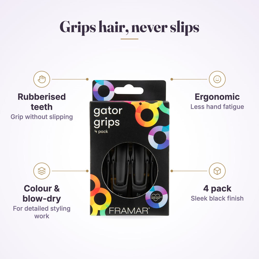Framar Gator Grip Clips 4 Pack - Black product features