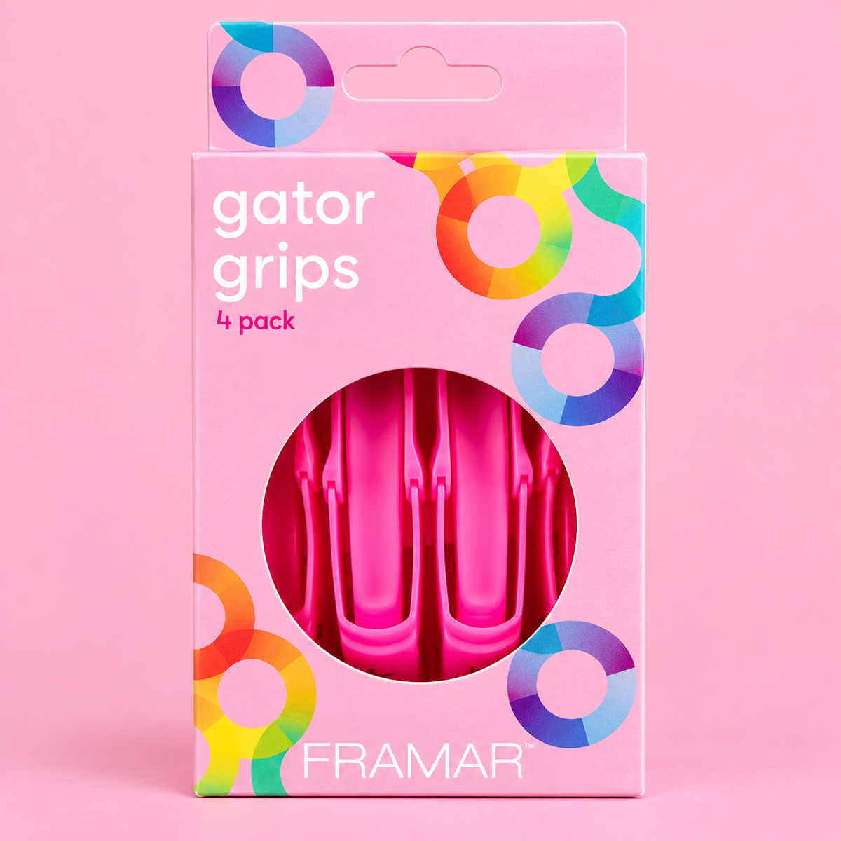 Framar Gator Grip Clips 4 Pack – Pink — close-up product detail