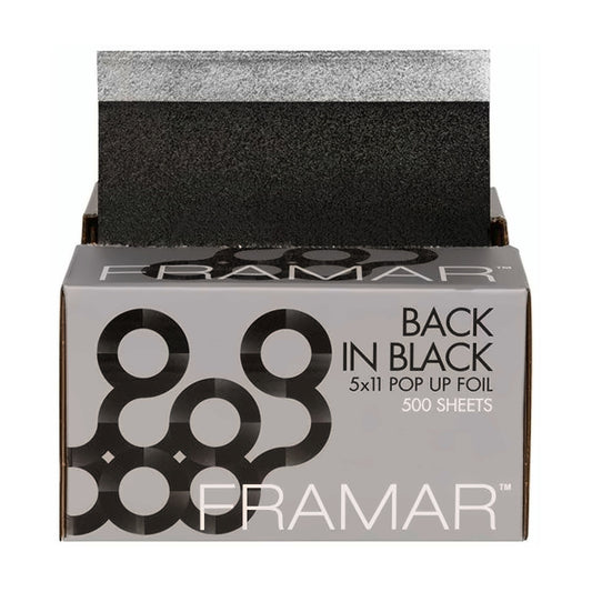 Framar Back in Black Pop Up Foil dispenser box, 500 pre-cut sheets