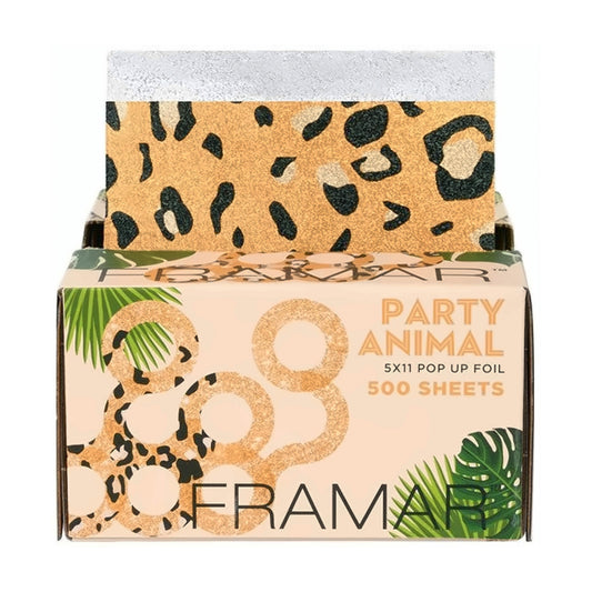 Framar Party Animal Pop Up Foil dispenser box, 500 pre-cut sheets