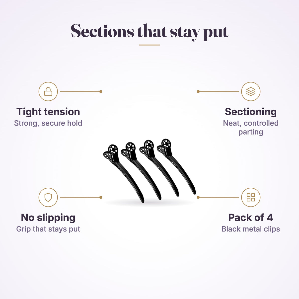 Framar Tight Tension Hair Clips - Black 4 Pack product features
