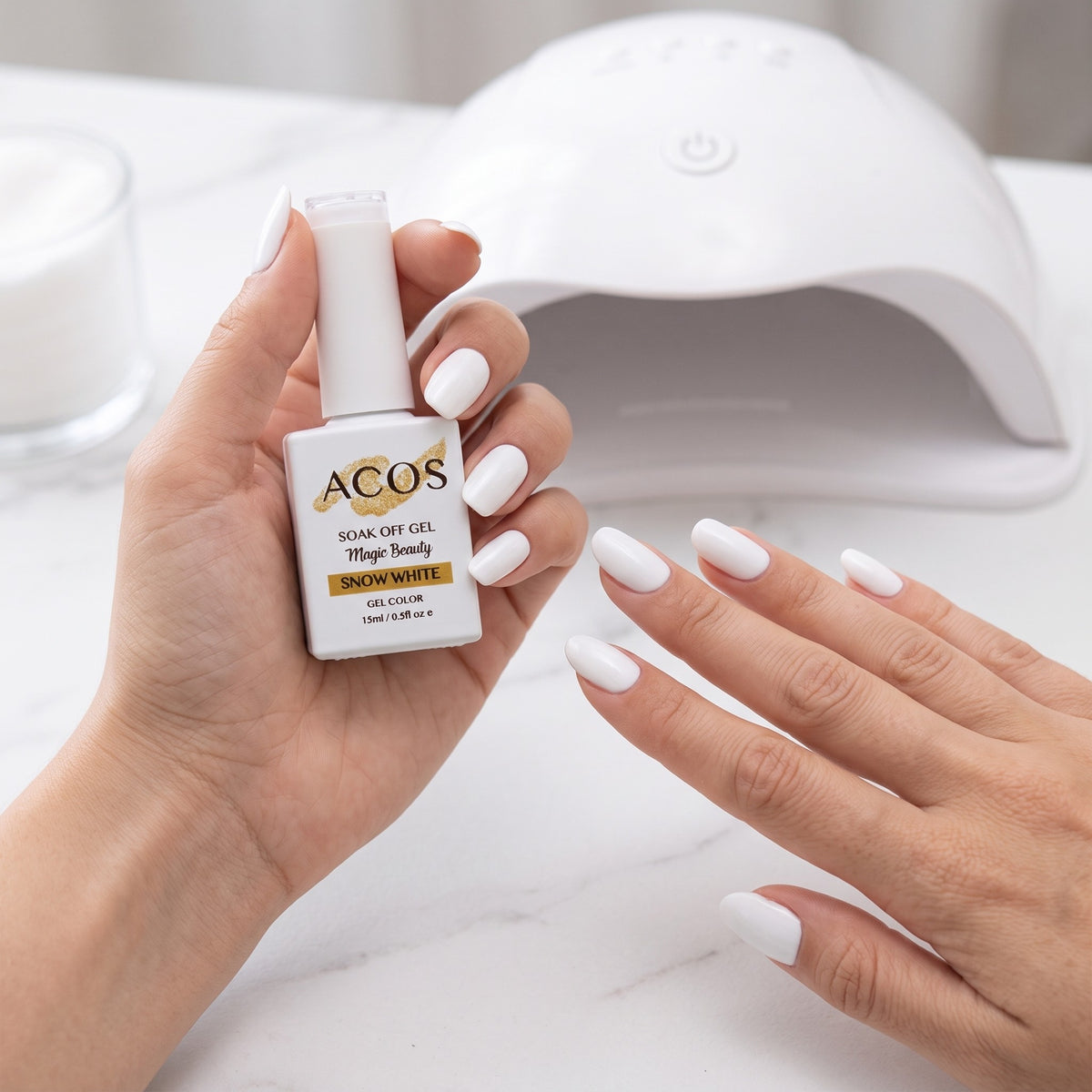 ACOS Magic Beauty Gel Polish 002 Snow White 15ml in use