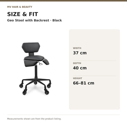 Geo Stool with Backrest – Black dimensions: Width: 37 cm; Depth: 40 cm; Height: 66–81 cm
