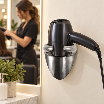 Glammar Silver Dryer Holder — model or professional use scene