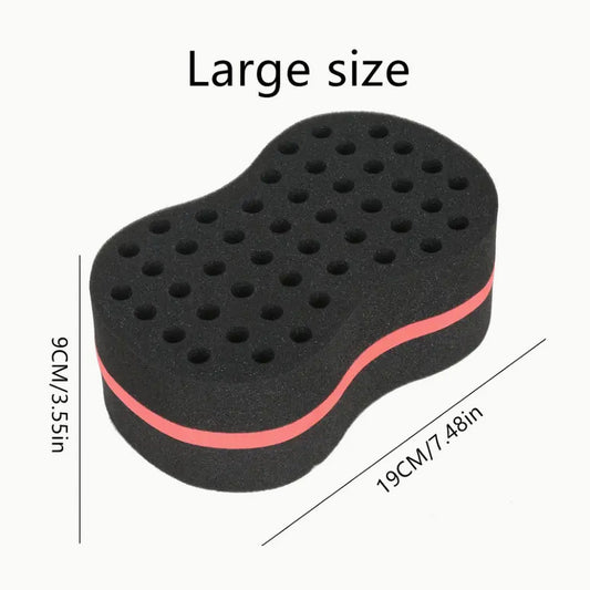 Afro Coil Hair Twister Sponge, black and red textured sponge with coil holes - MV hair and beauty