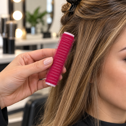 Hair FX Self Gripping Rollers 13mm 6pk — model and salon context