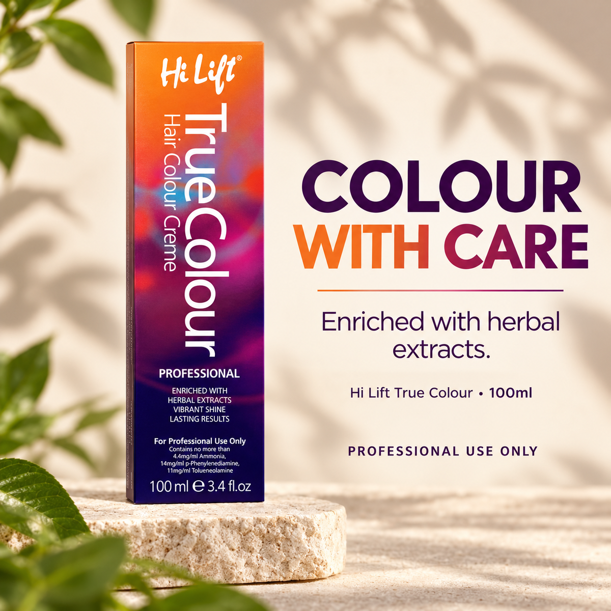 COLOUR WITH CARE. Enriched with herbal extracts.