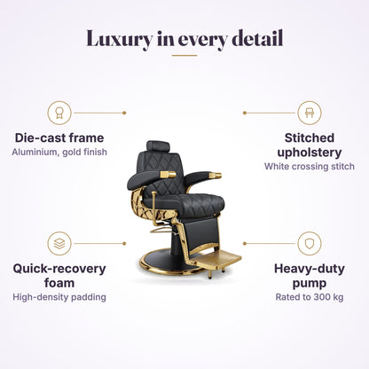 Hogo Barber Chair Shiny Gold Frame, view 4