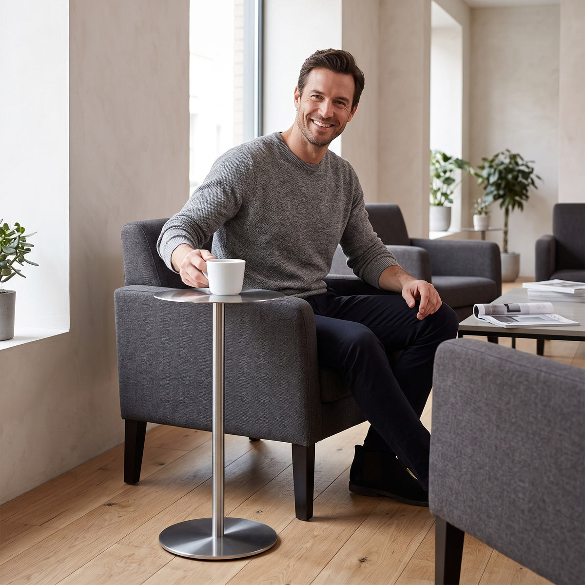 Indus Stainless Steel Tall Side Table Chrome, view 4