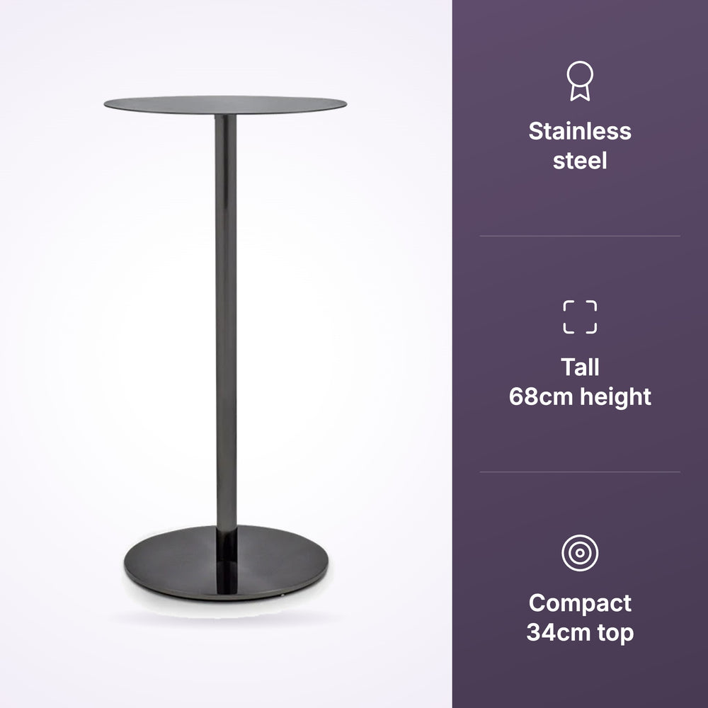 Indus Stainless Steel Tall Side Table Gunmetal, view 3