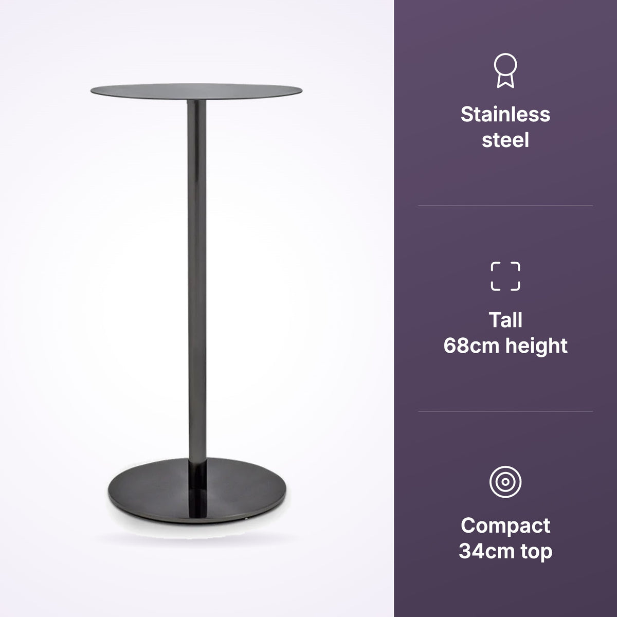 Indus Stainless Steel Tall Side Table Gunmetal, view 3