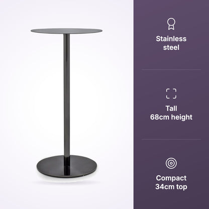 Indus Stainless Steel Tall Side Table Gunmetal, view 3