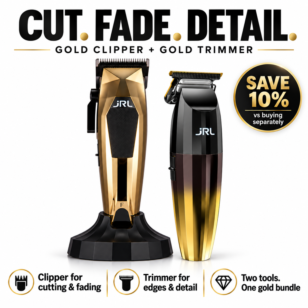 JRL 3000C Gold Clipper & Gold Trimmer Duo – bundle benefits and 10% saving