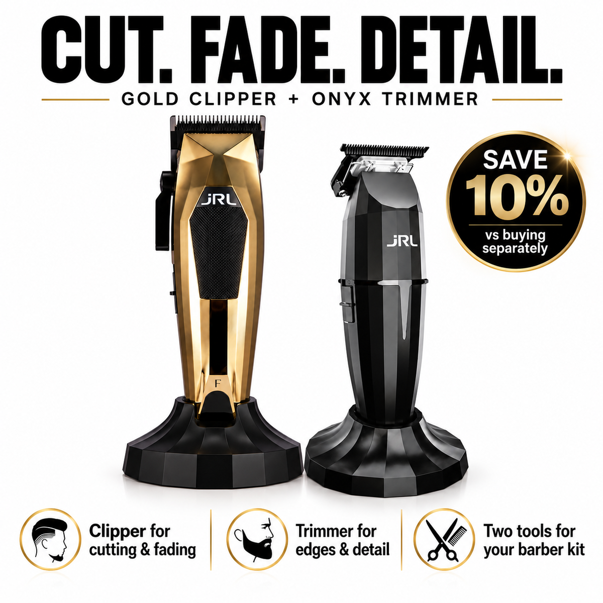 JRL 3000C Gold Clipper & Onyx Trimmer Duo – bundle benefits and 10% saving