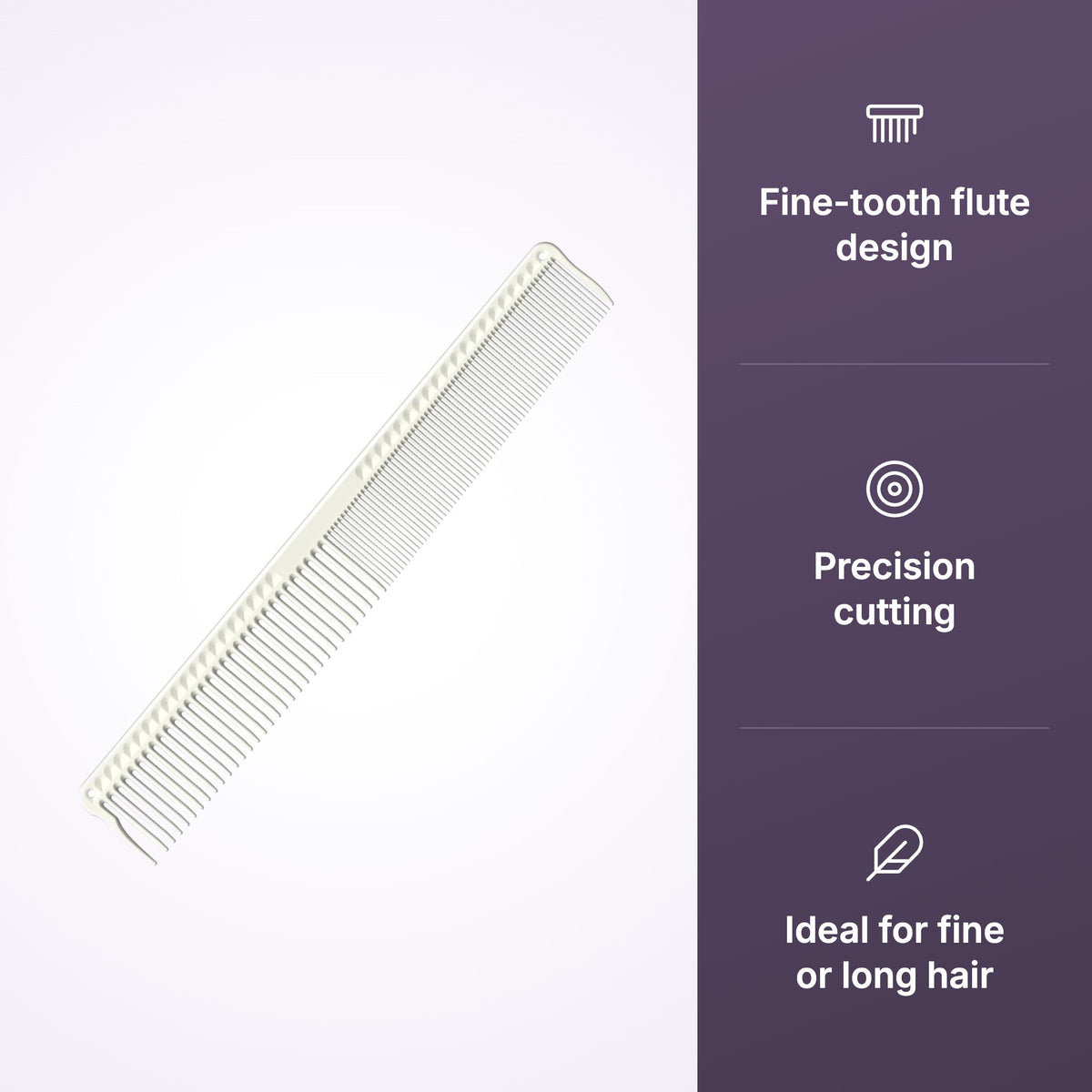 JRL Fine Cutting Comb 7.4" – White J304
