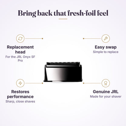 JRL Onyx SF Pro Foil Shaver Replacement Head & Blades features infographic