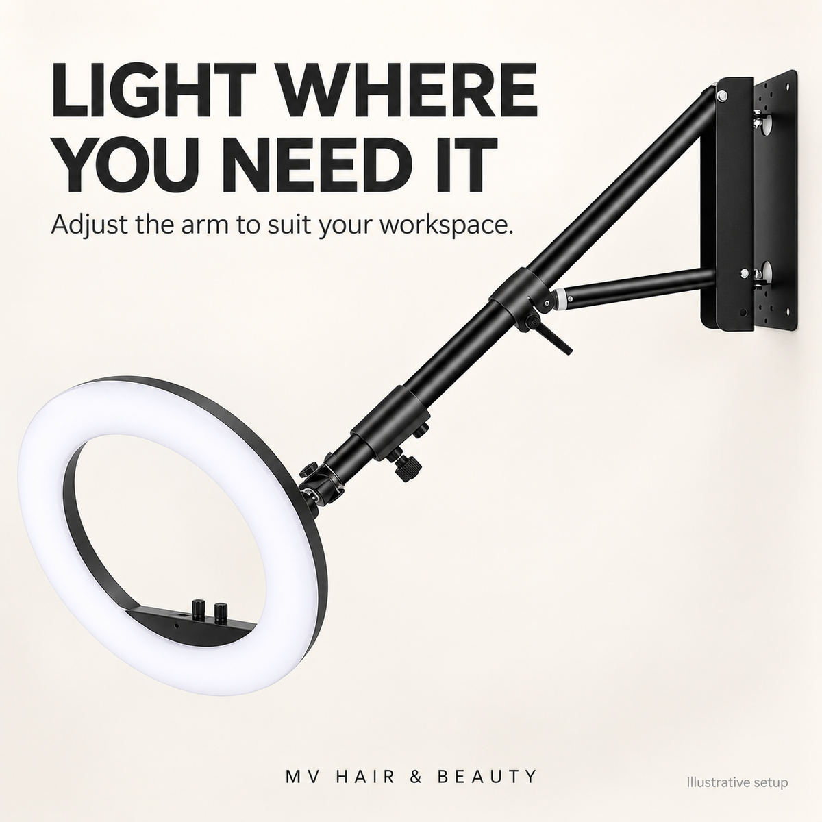 LIGHT WHERE YOU NEED IT — Adjust the arm to suit your workspace.