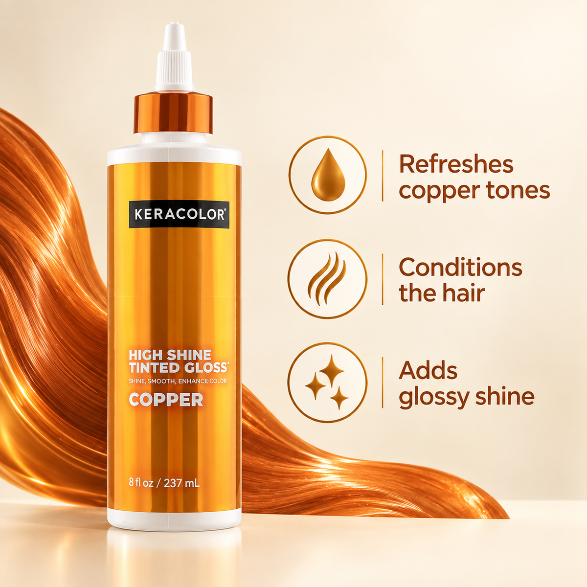Keracolor High Shine Tinted Gloss Copper — product benefits