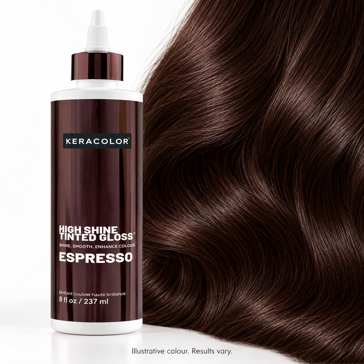 Keracolor High Shine Tinted Gloss Espresso — close-up product detail