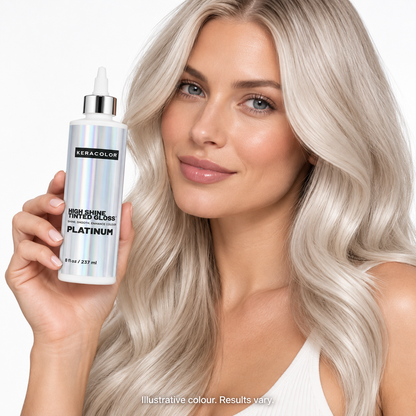 Keracolor High Shine Tinted Gloss Platinum — model and salon context