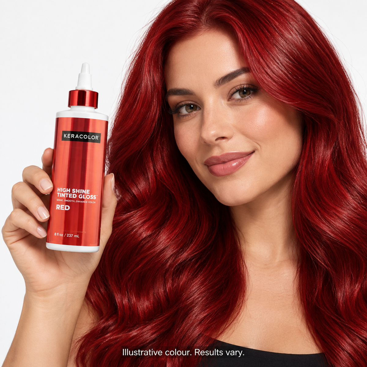 Keracolor High Shine Tinted Gloss Red — model and salon context